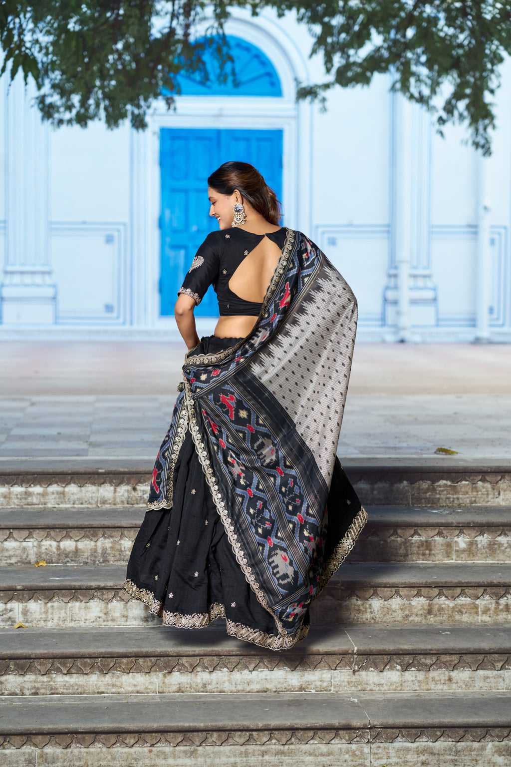 Black Vichitra Silk Sequins and Thread Embroidered Lehenga Choli