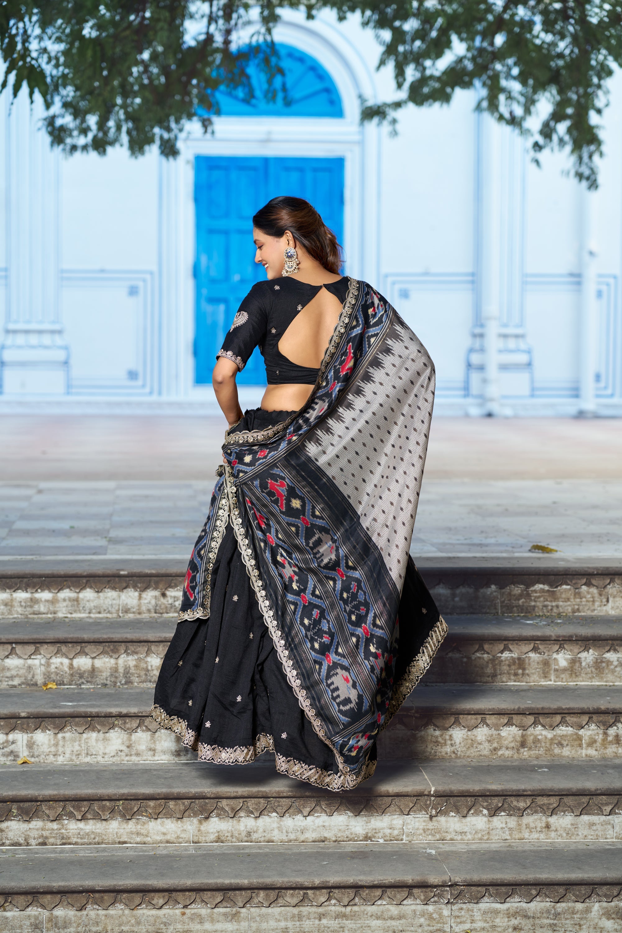 Black Vichitra Silk Sequins and Thread Embroidered Lehenga Choli