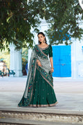 Green Vichitra Silk Lehenga Choli with Sequins and Thread Work