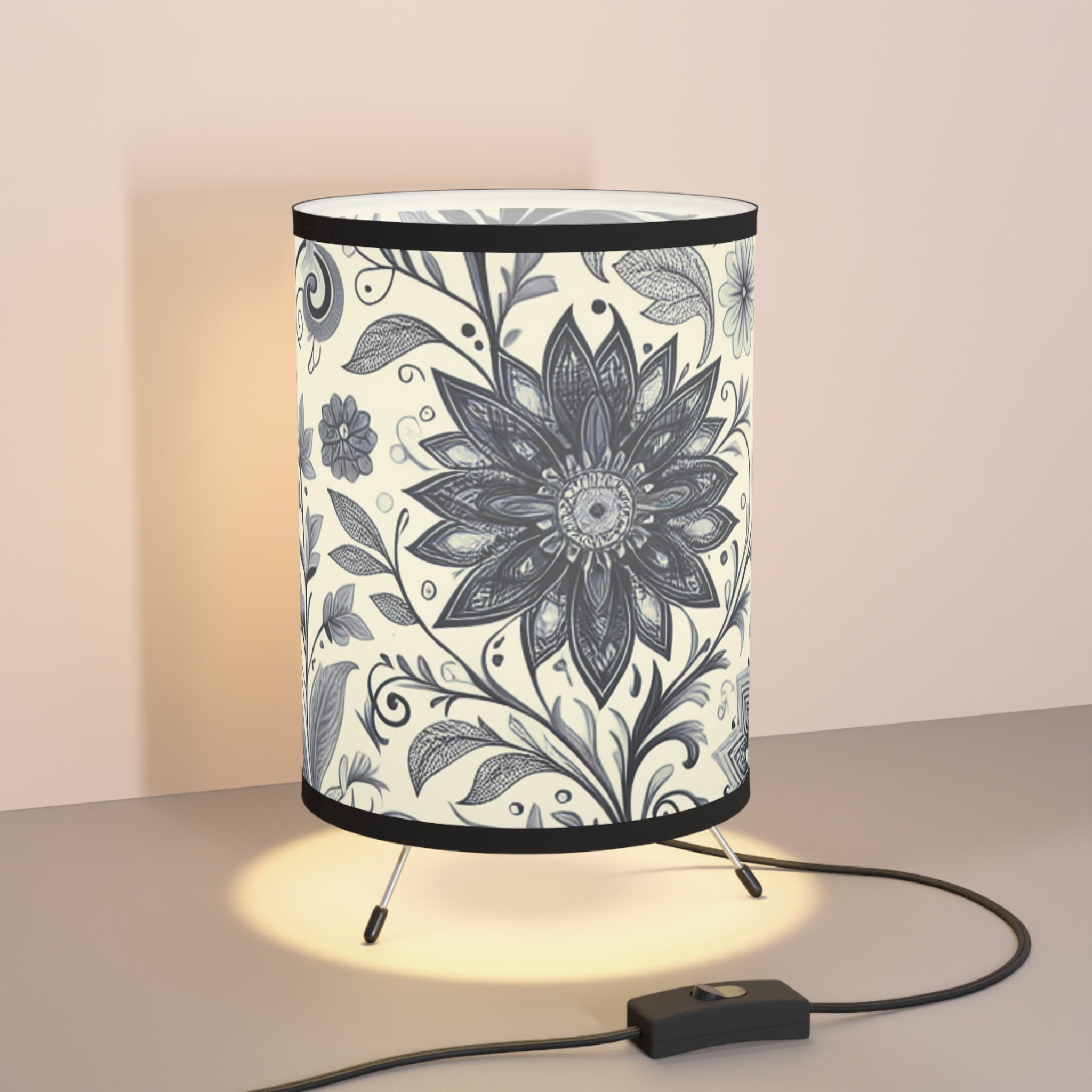 Floral Tripod Floor Lamp for Modern Living Room Decor