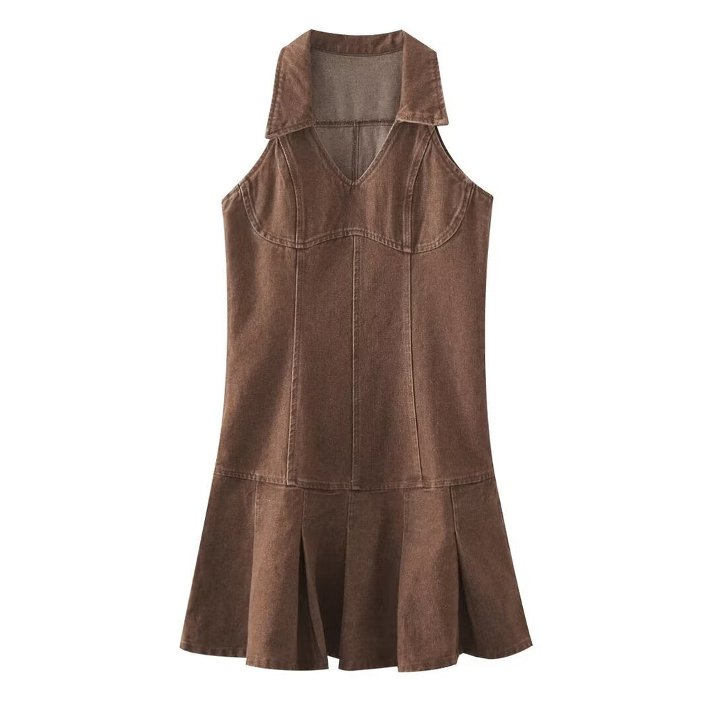 Summer Women Clothes Sexy Pleated Denim Dress