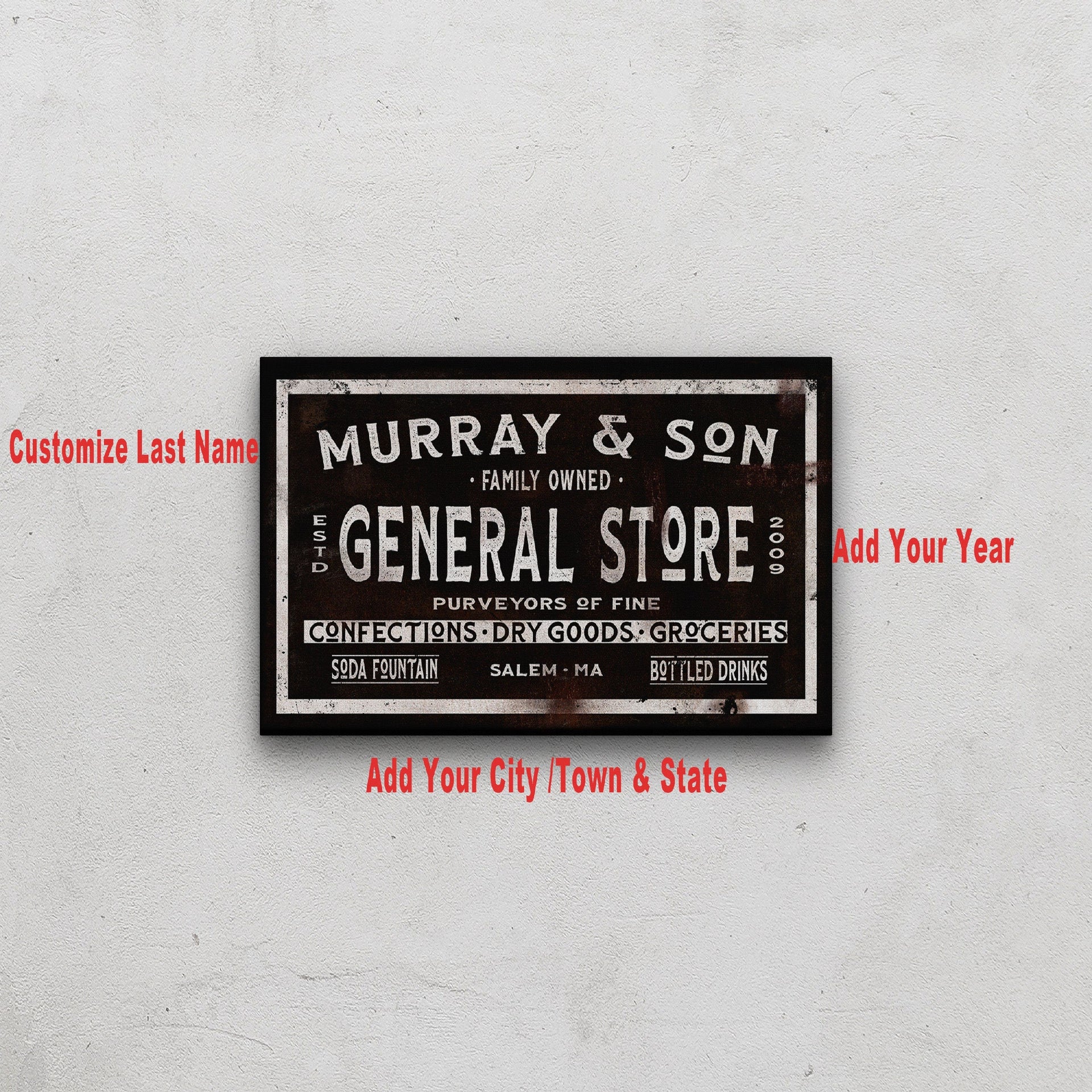 Personalized Dry Goods General Store Sign Rustic Farmhouse Decor