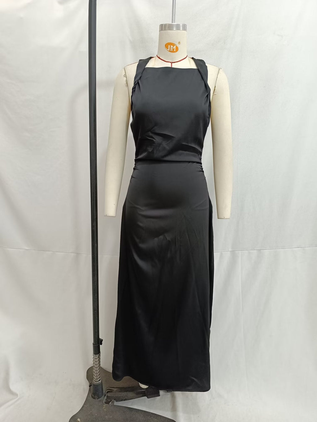Women Spring Festival Slim Silk Satin Texture Midi Dress