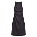 Women Spring Festival Slim Silk Satin Texture Midi Dress