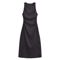Women Spring Festival Slim Silk Satin Texture Midi Dress