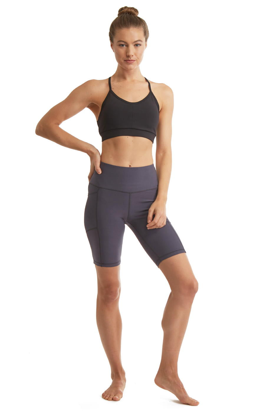 Women's High-Rise Compression Cycling Shorts with Phone Pockets