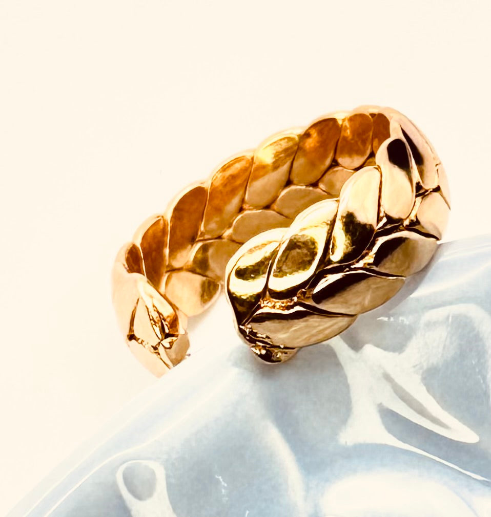 Hypoallergenic Gold Played Cuban Ring - Nickel Free Stainless Steel Jewelry for Sensitive Skin