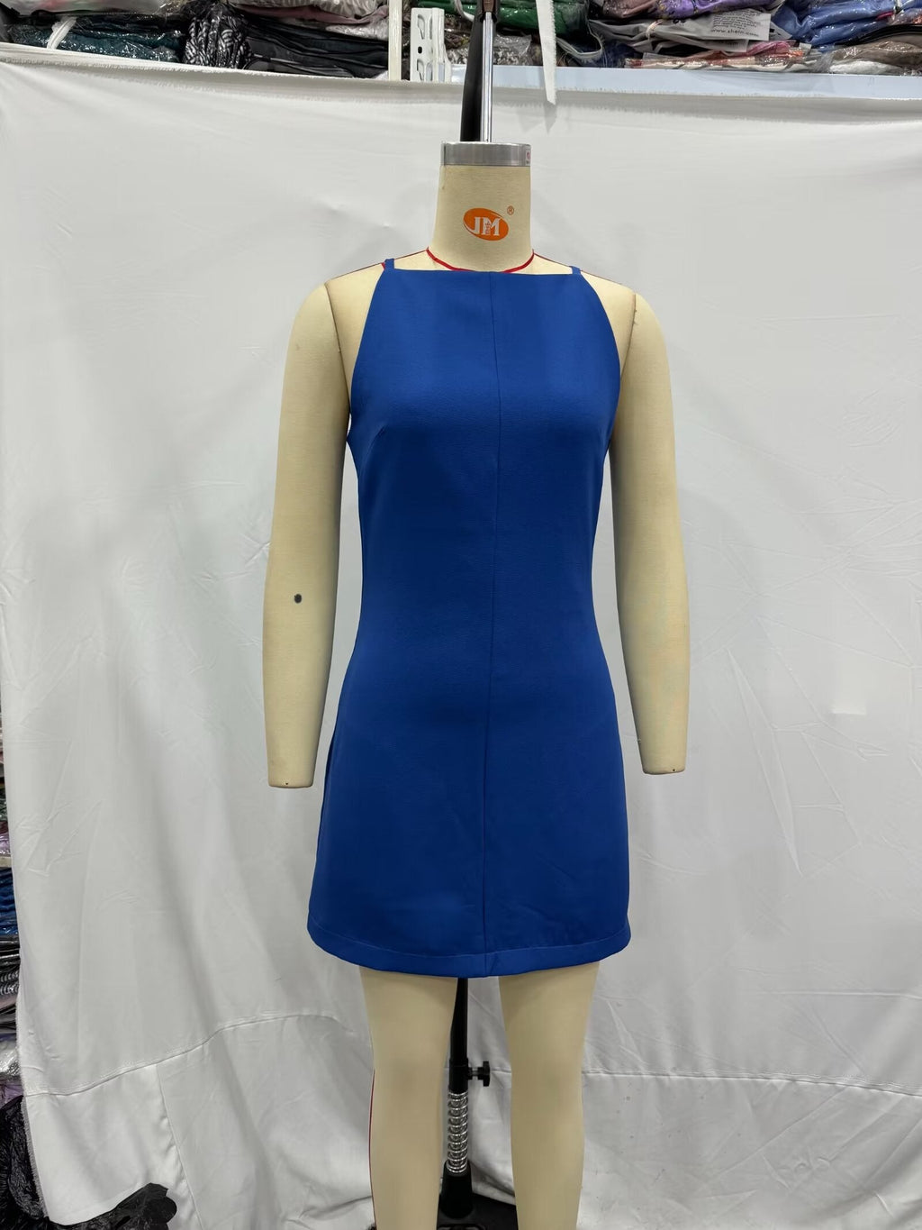 Women Clothing Summer Blue Color Back Cross Design Midi Dress