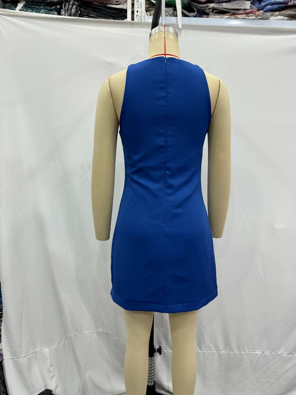 Women Clothing Summer Blue Color Back Cross Design Midi Dress