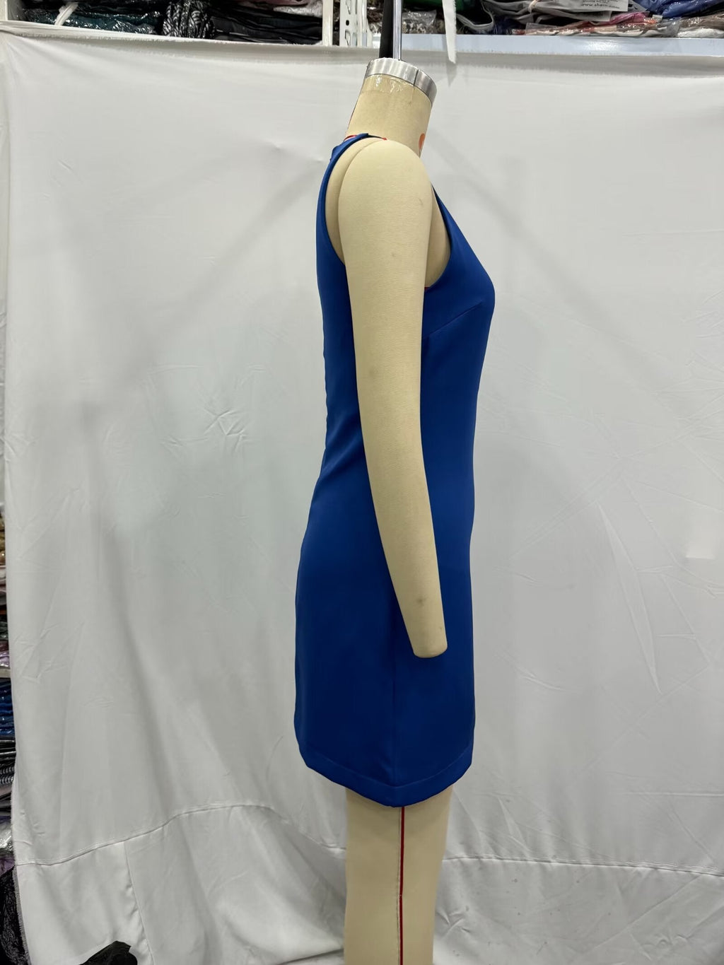 Women Clothing Summer Blue Color Back Cross Design Midi Dress
