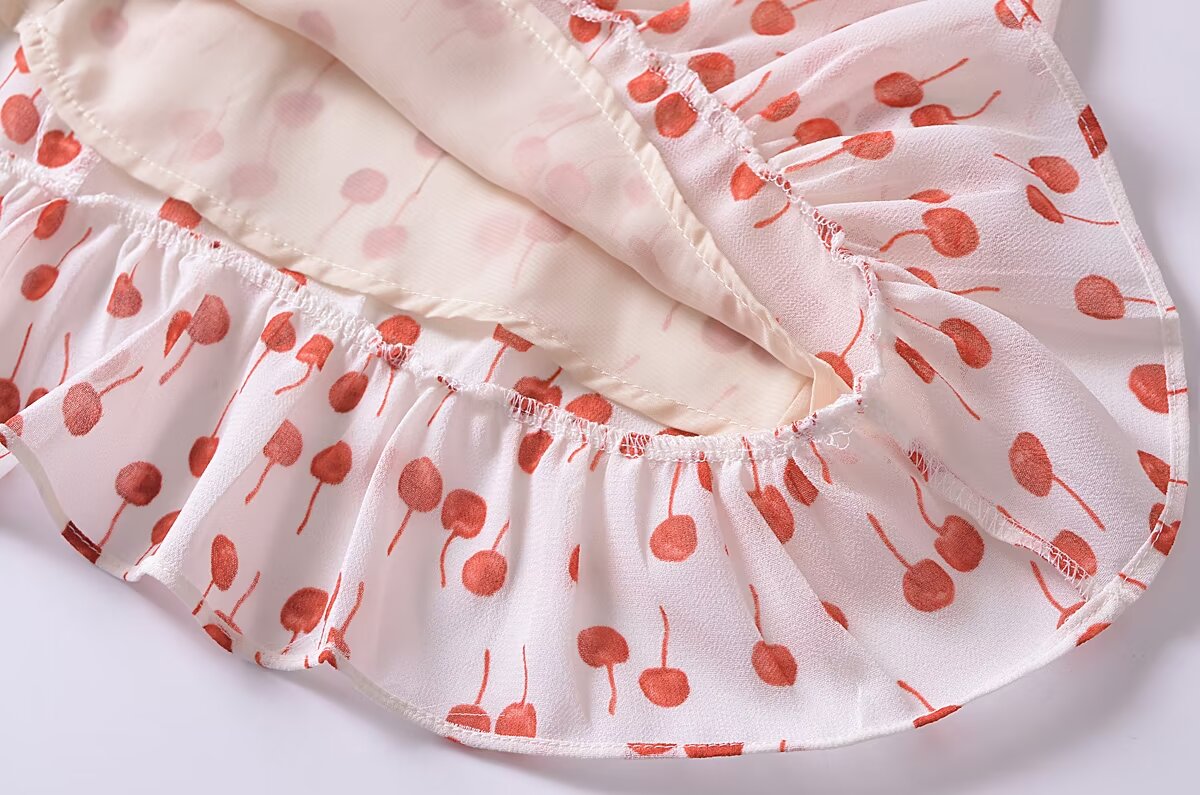 French Sweet Floral Printed Waist Controlled Suspender Dress Slim Fit Slimming Flounce Anti Aging Elegant Dress