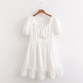Spring Women Clothing Stylish Graceful Simple Solid Color Texture Ruffled Dress