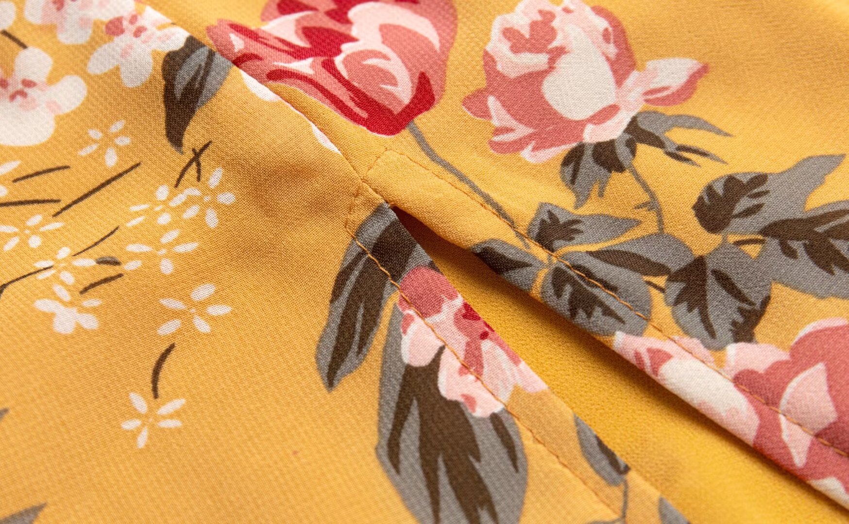 Women Clothing Retro Yellow Background with Printing Bottom Slit Strap Dress