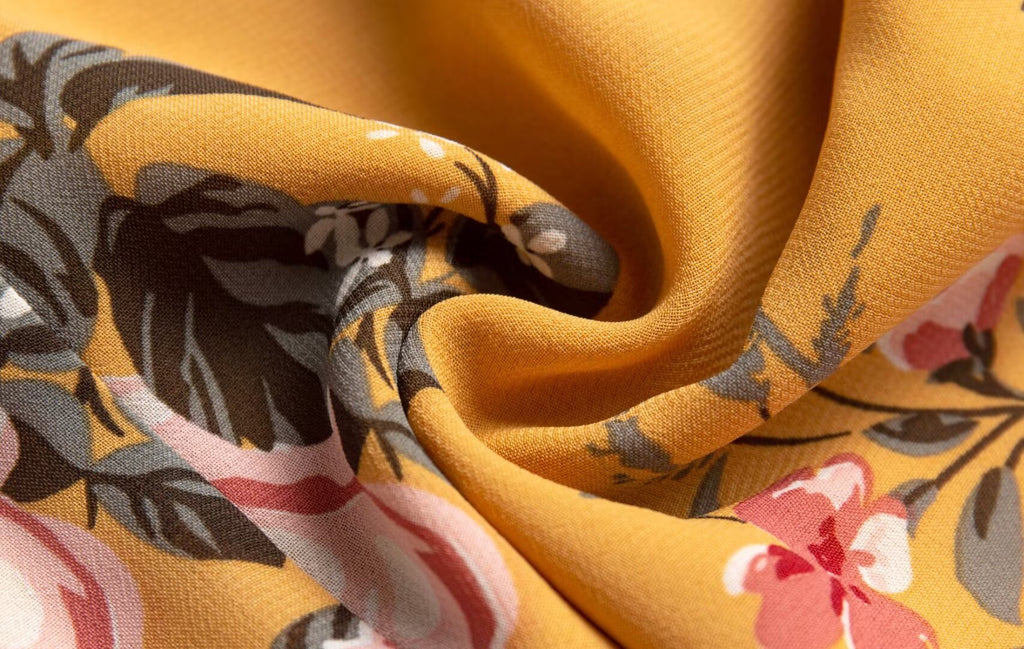 Women Clothing Retro Yellow Background with Printing Bottom Slit Strap Dress