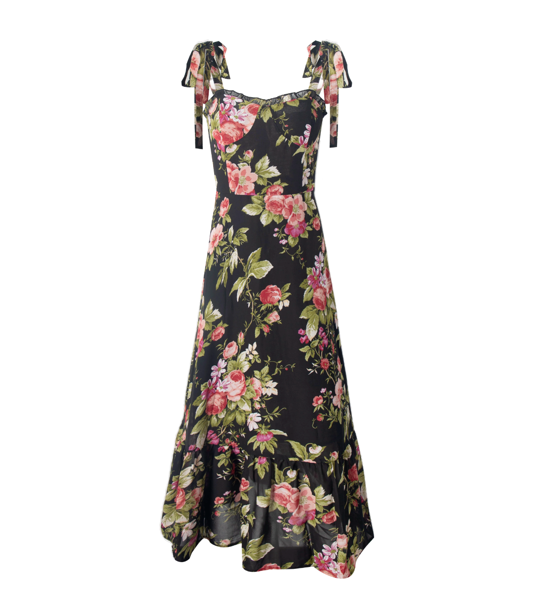 Spring Holiday Casual Strap Lace Large Floral Printed Maxi Dress