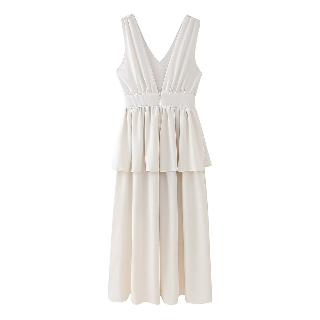 Women Clothing Summer V neck Sleeveless Dress