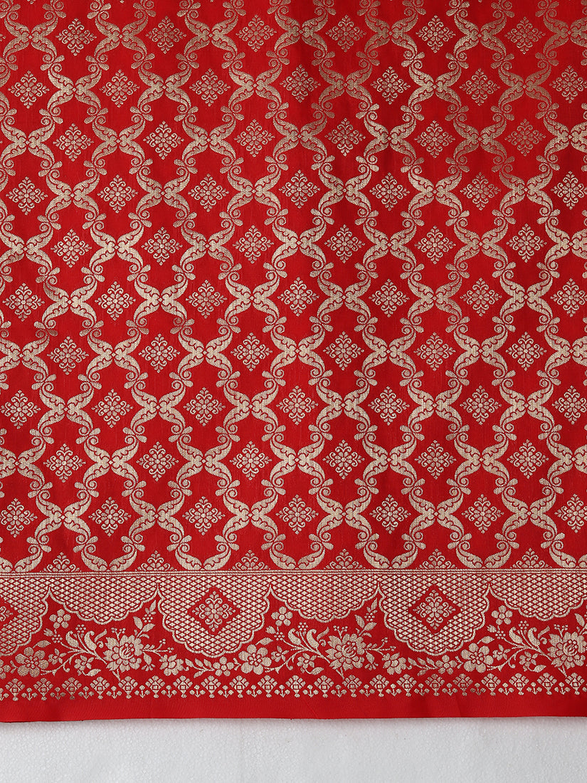 Amber Banarasi Silk Blend Saree with Rich Zari Woven Brocade