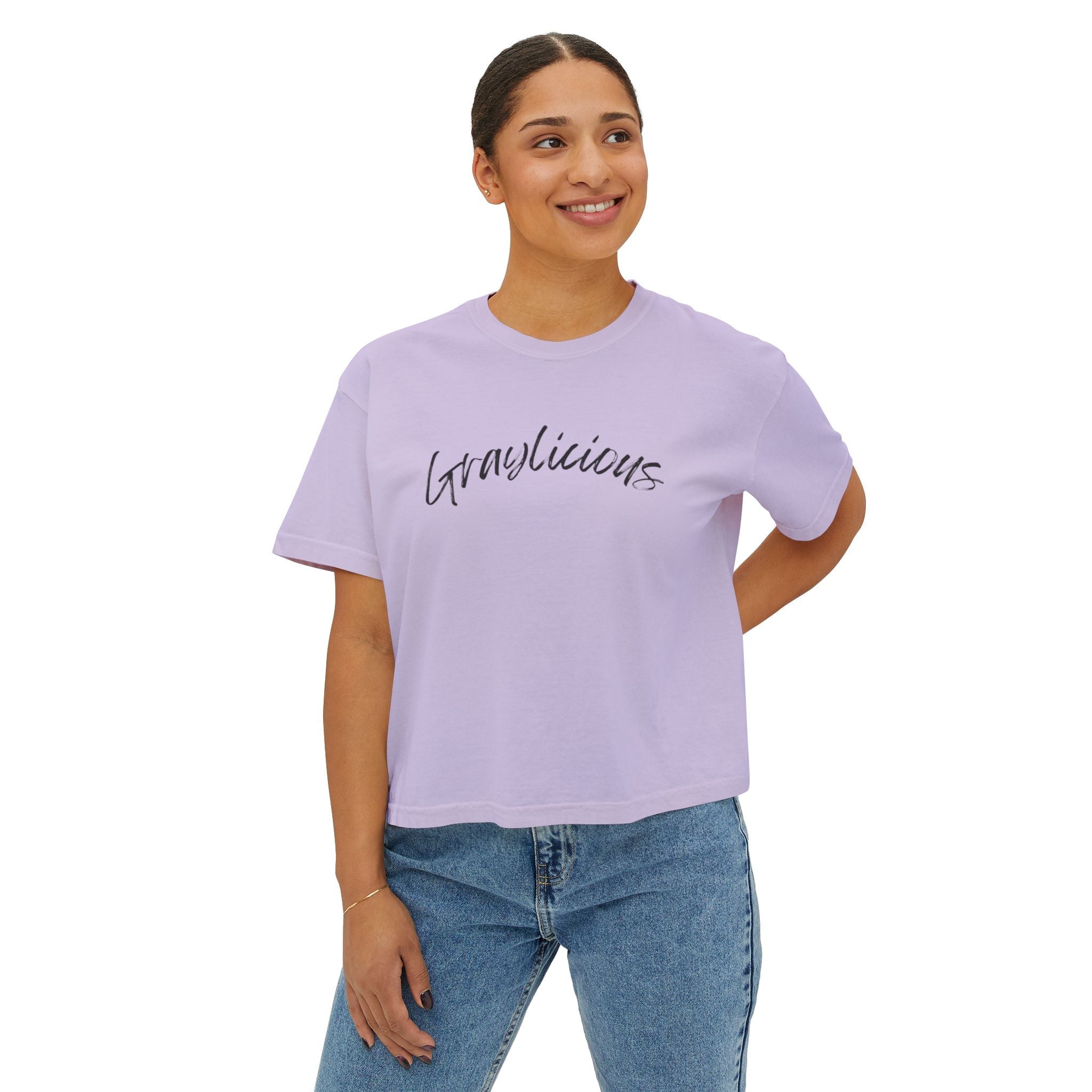 Women's Boxy Cotton Oversized Crewneck Short Sleeve Tee