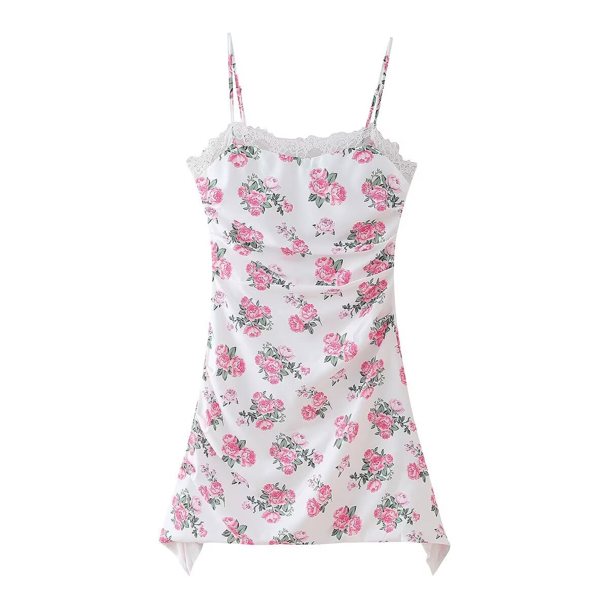 Spring Women Clothing Casual Lace Decorative Floral Suspender Dress