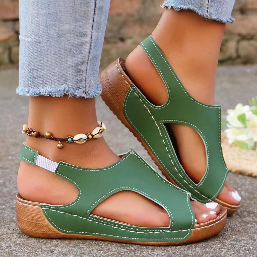Women’s Casual Fish-Mouth Elastic Band Wedge Sandals - Image 5