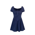 Spring Sexy Square Neck Puff Sleeve Boning Corset Side Stripe Slim Fit Short Dress
