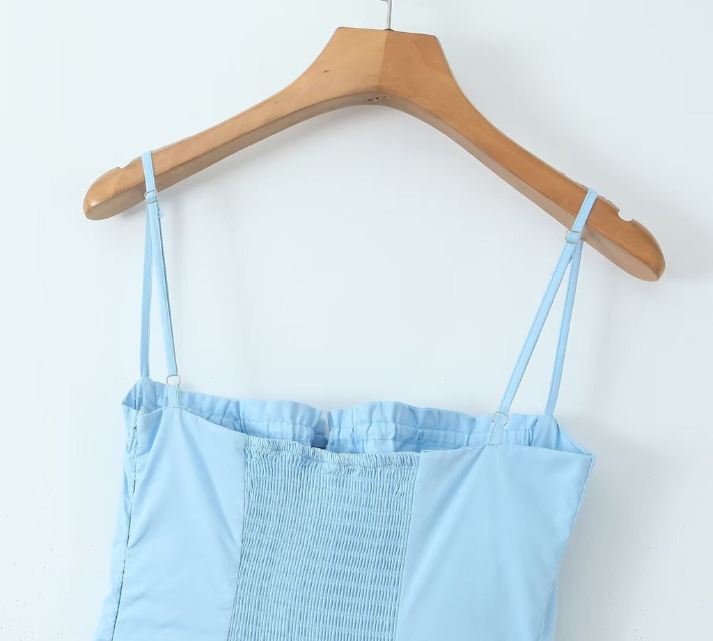 Spring Hollow Out Cutout out Strap Waist Slimming Sling Dress