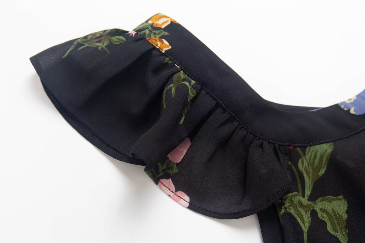 Spring Women Clothing Floral Plants Floral Print Sling Dress