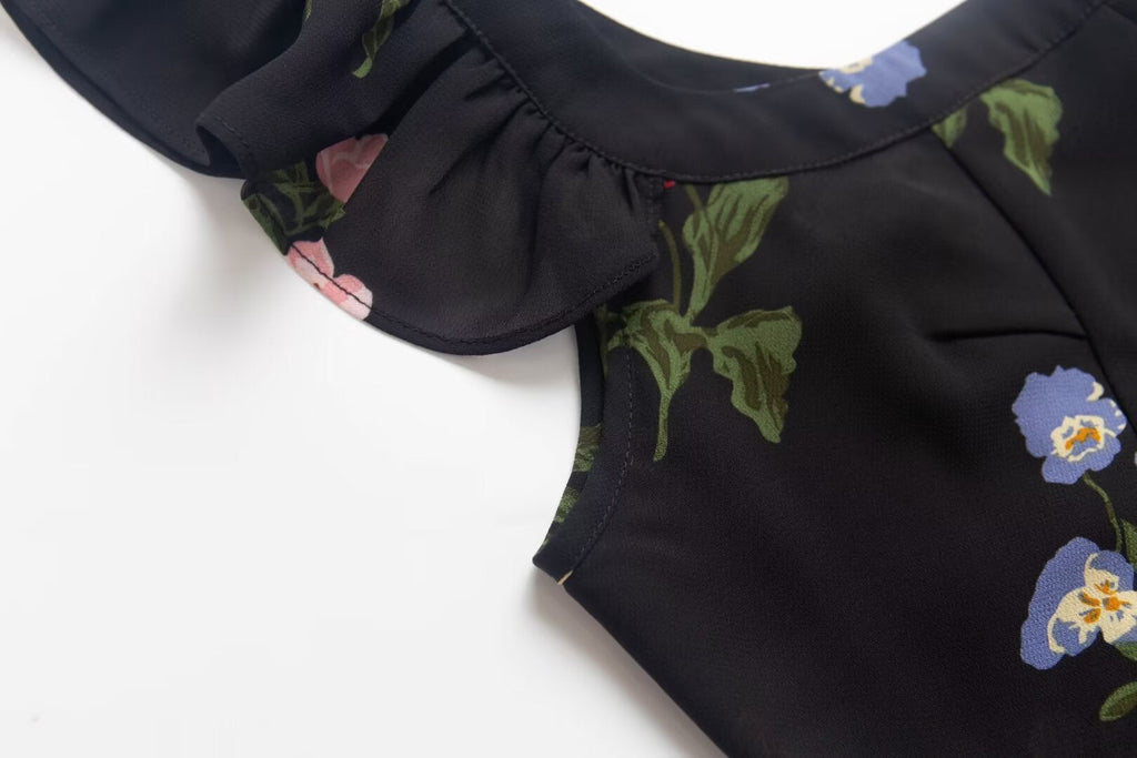 Spring Women Clothing Floral Plants Floral Print Sling Dress