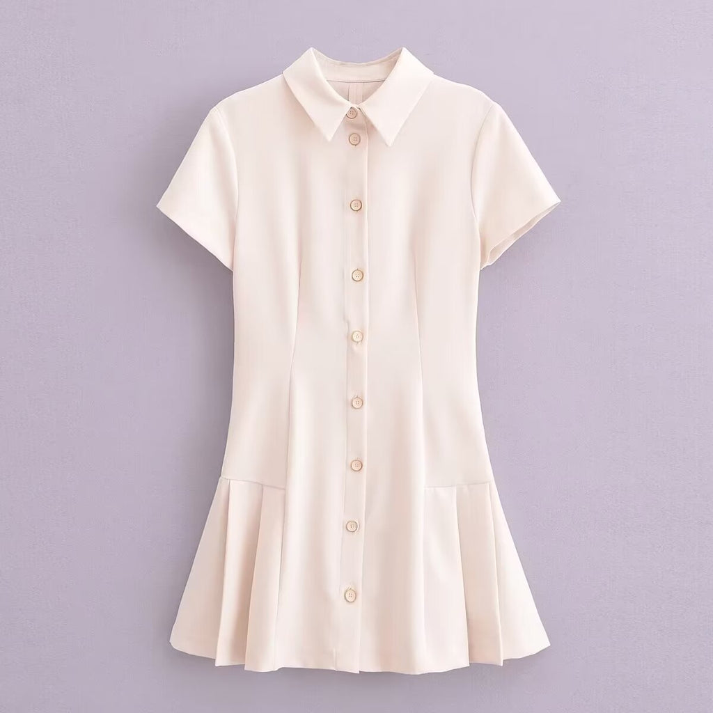 Women Three Color Shirt Mini Short Sleeve Dress Short