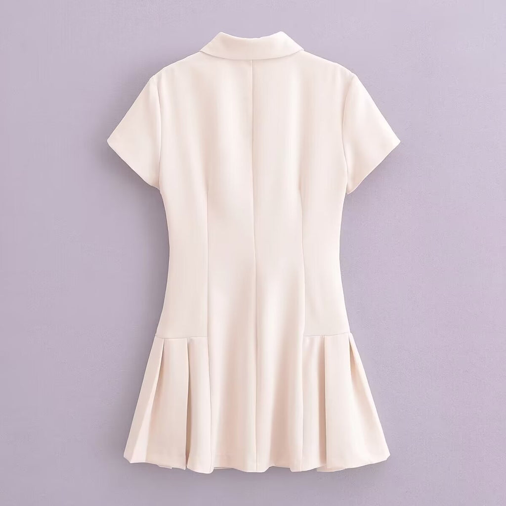 Women Three Color Shirt Mini Short Sleeve Dress Short
