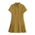 Women Three Color Shirt Mini Short Sleeve Dress Short