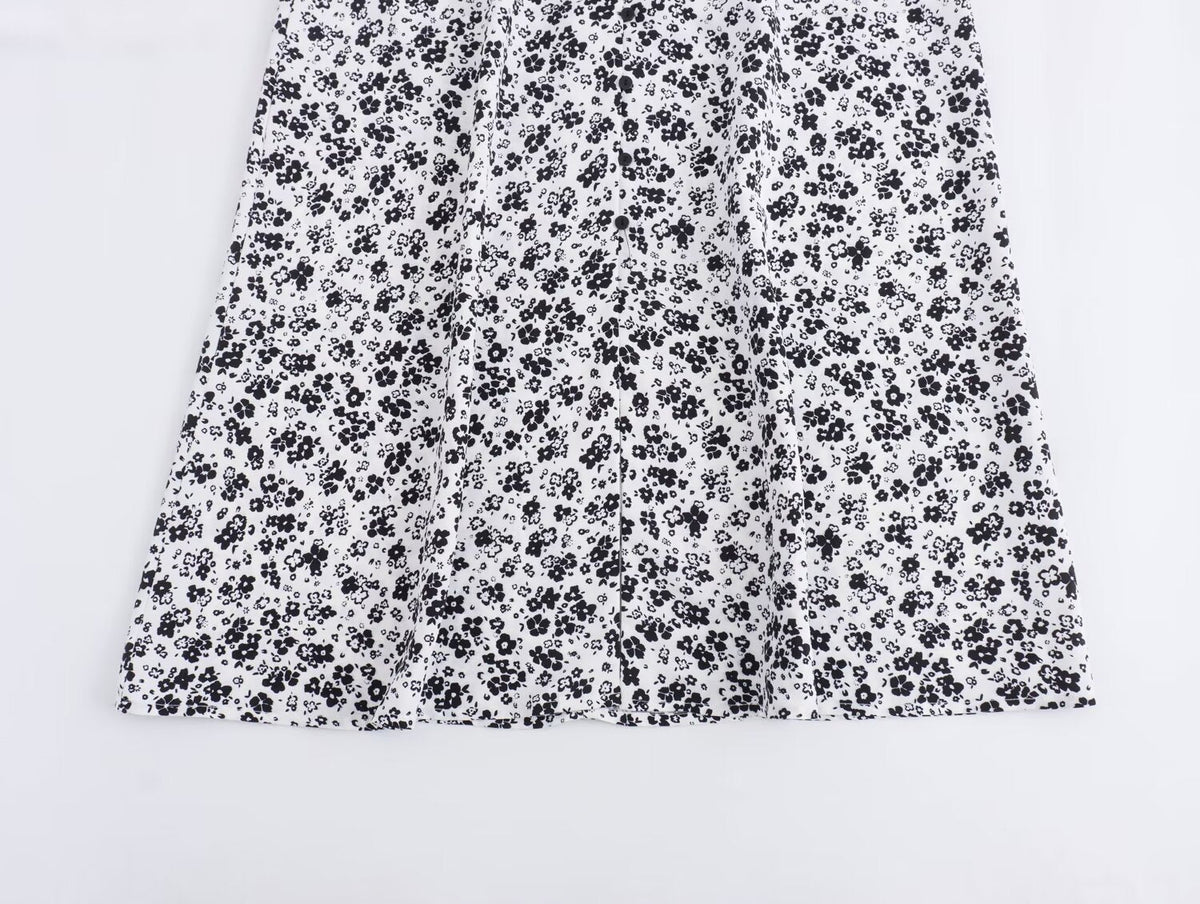 Summer Women Clothing Elegant Slightly Mature Floral Printing Shoulder Girdle Dress