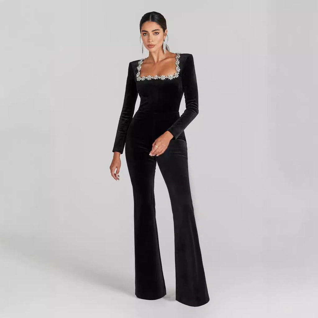 Diamond Encrusted Flared Jumpsuit for Glamorous Nights