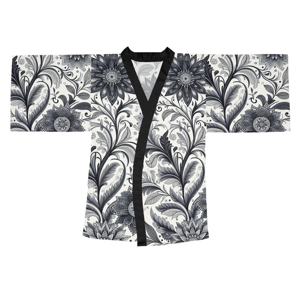 Floral Long Sleeve Kimono Robe Elegant Lounge Wear Spa Cover Up