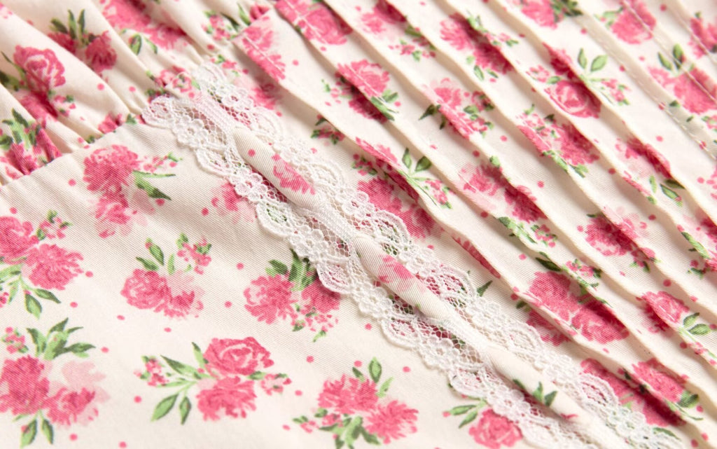 Summer French Waist Slimming A line Short Pure Floral Printing Slip Dress Women Puffy dress