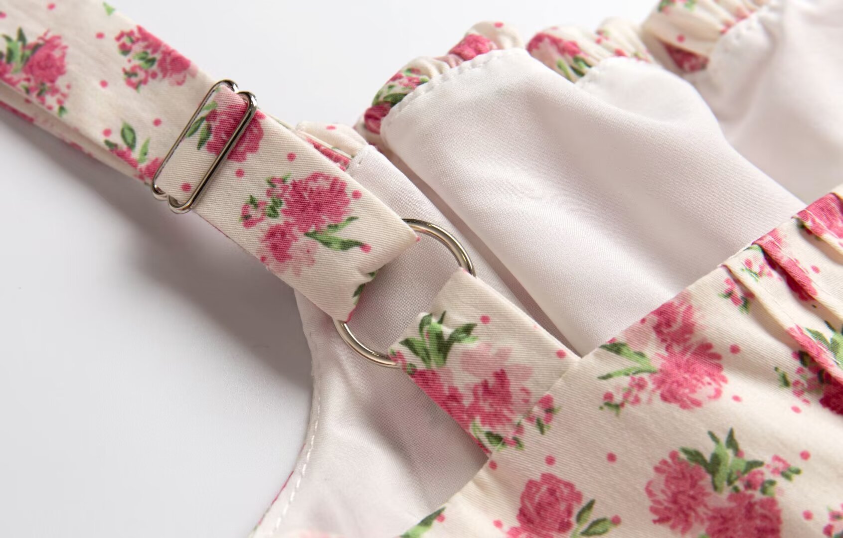 Summer French Waist Slimming A line Short Pure Floral Printing Slip Dress Women Puffy dress