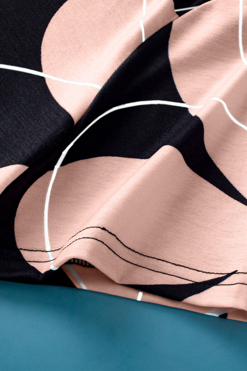 Black Summer Flower Print Casual Round Neck T-Shirt