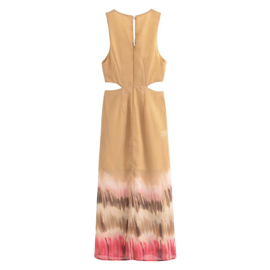 Summer Pants Women Open Design Tie Dye Midi Dress