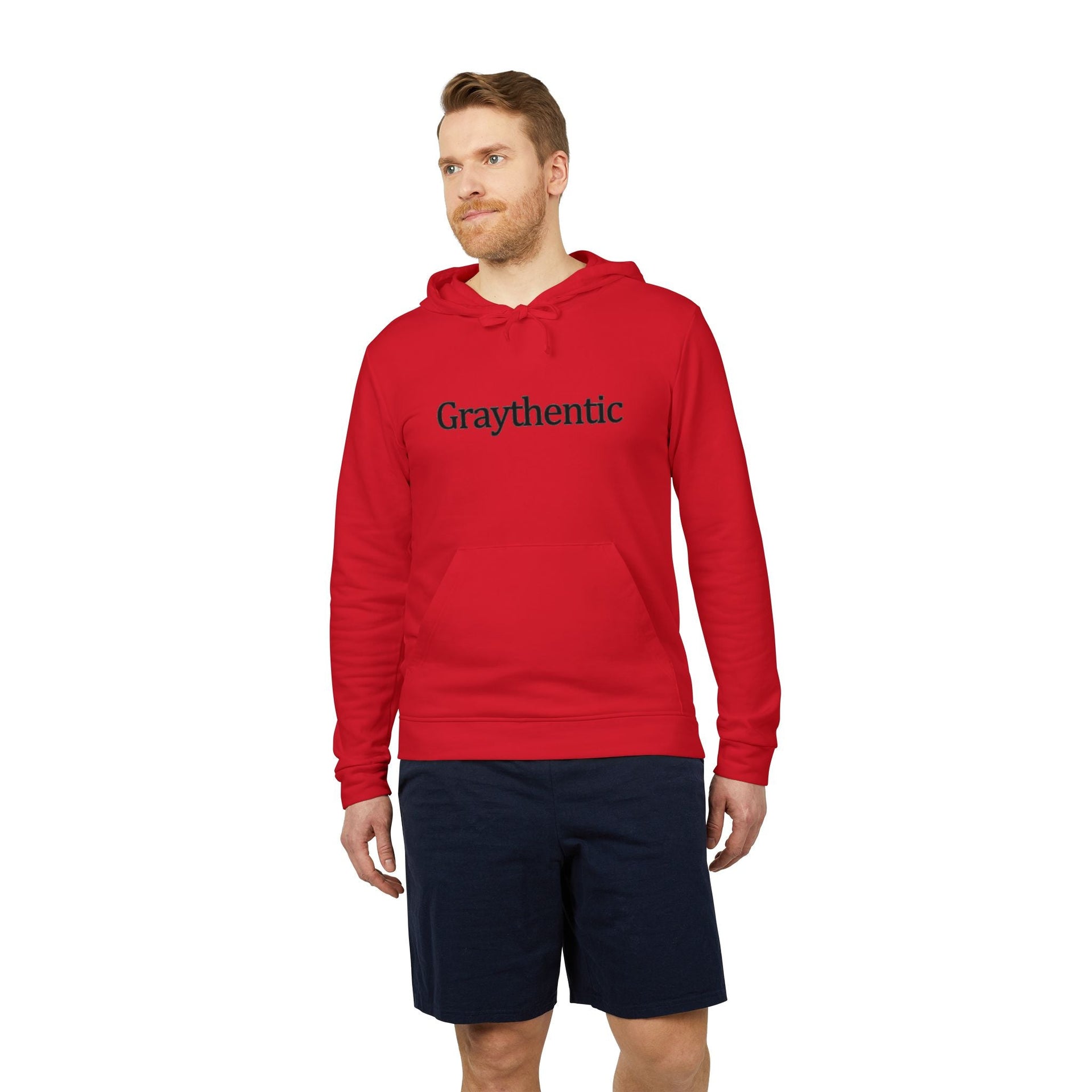 Unisex Fleece Pullover Hoodie in Red, Dark-Gray and White