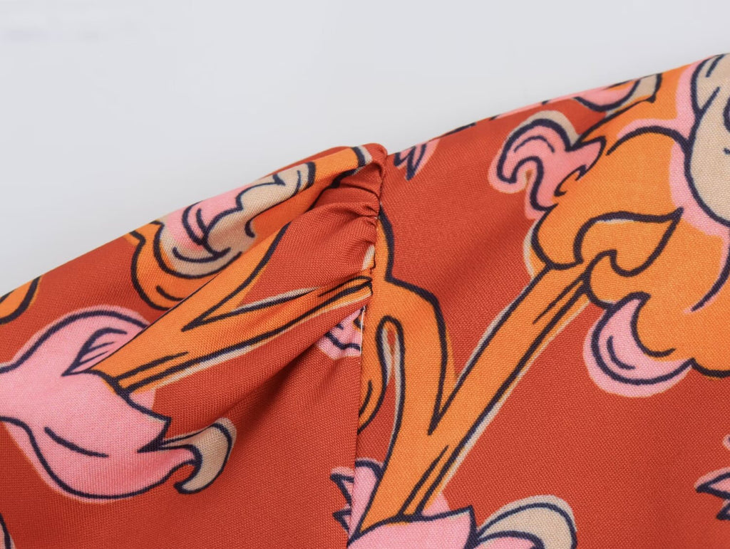Summer Women Clothing Elegant Slightly Mature Printed Midi Dress
