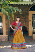 Mustard Tasar Silk Lehenga Choli Set with Iconic Sparkle Accents