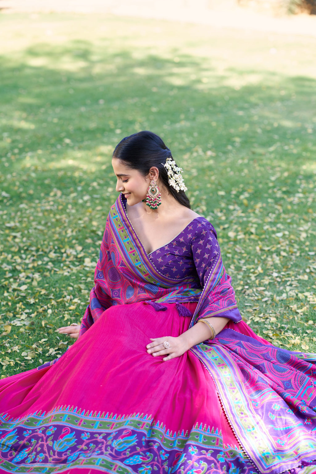 Pink Tasar Silk Lehenga Choli with Iconic Sparkle Detail