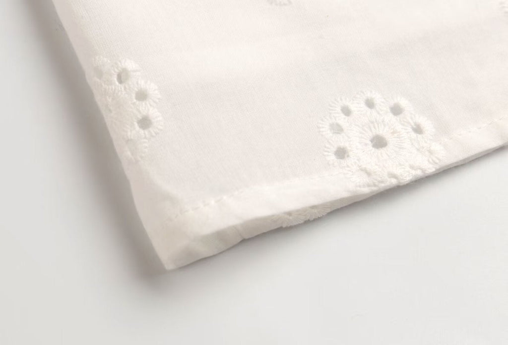 Summer High Grade Embroidered Dress Women Elegant Tied Waist Trimming Short Sleeved Long Dress