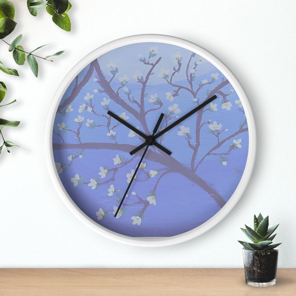 White Blossom Wall Clock