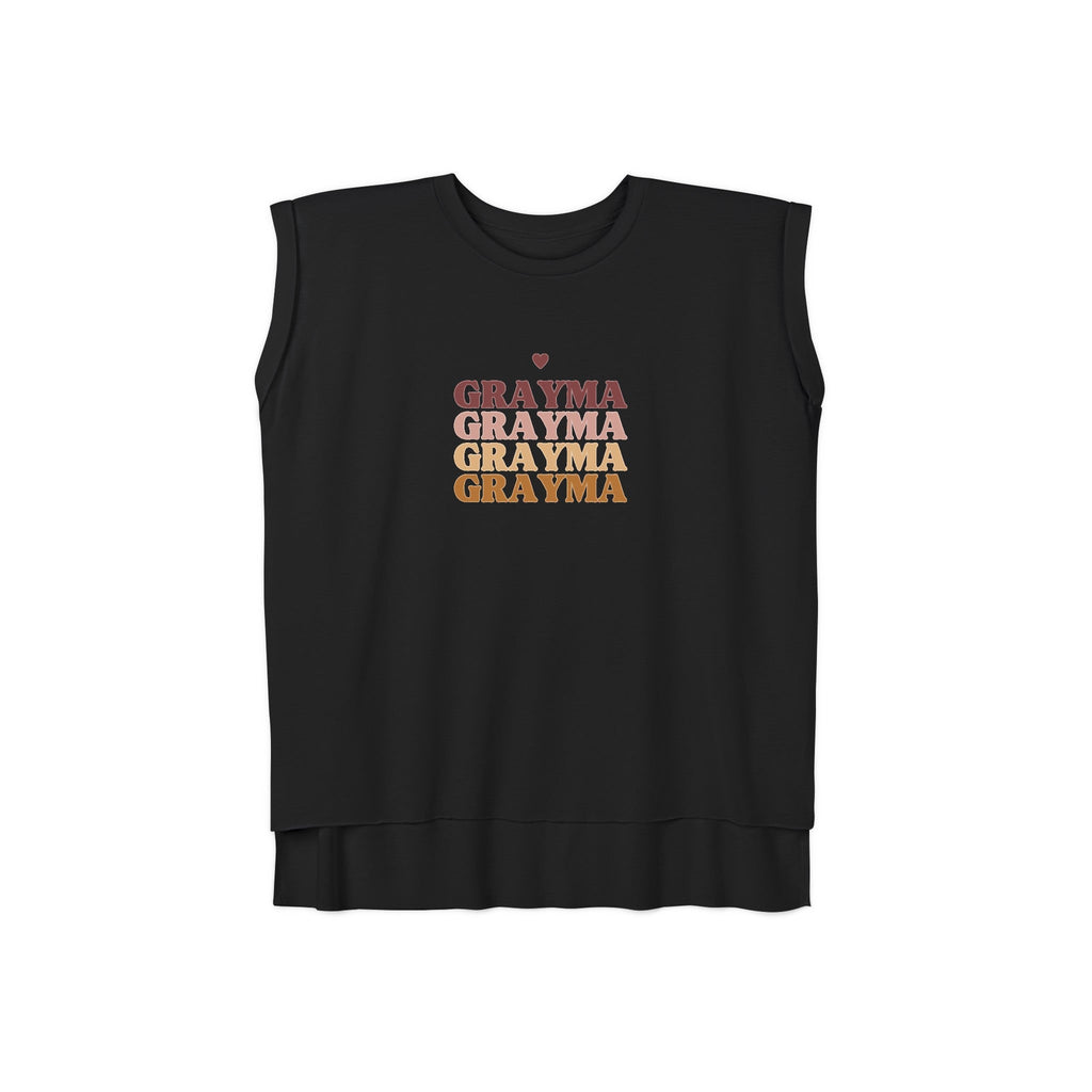Women’s Flowy Muscle Tee with Rolled Cuffs and Hi-Low Hem