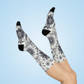 Floral Pattern Cushioned Crew Socks, Cozy Footwear for Relaxation, Gifts for Her, Everyday Comfort Socks, Unique Sock Design