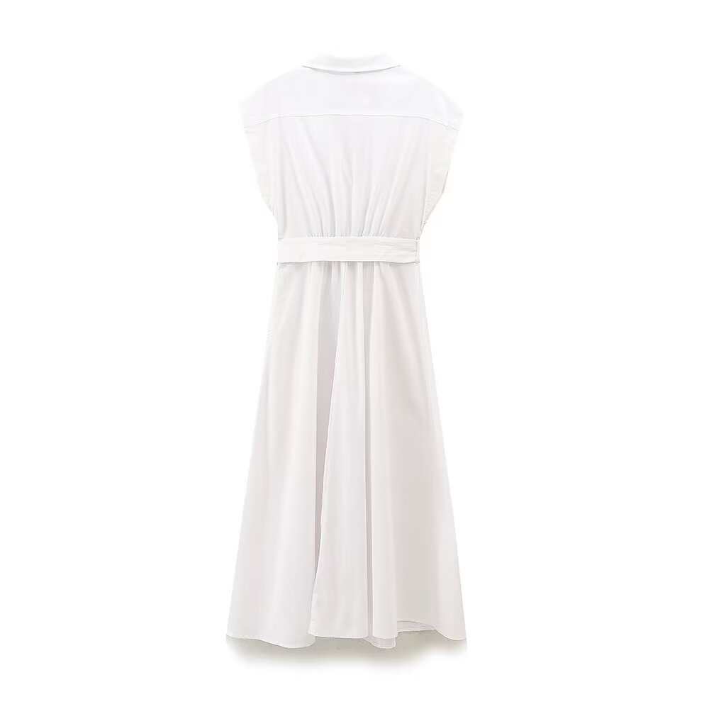 Women Clothing Summer Shirt Dress with Belt