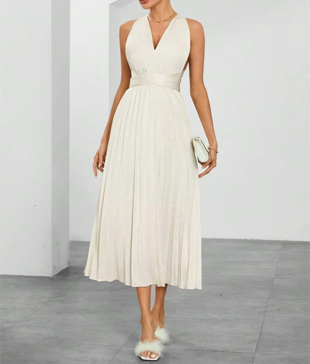 Summer Dress Sexy Back Hollow Out Cutout Cross Strap Design Dress