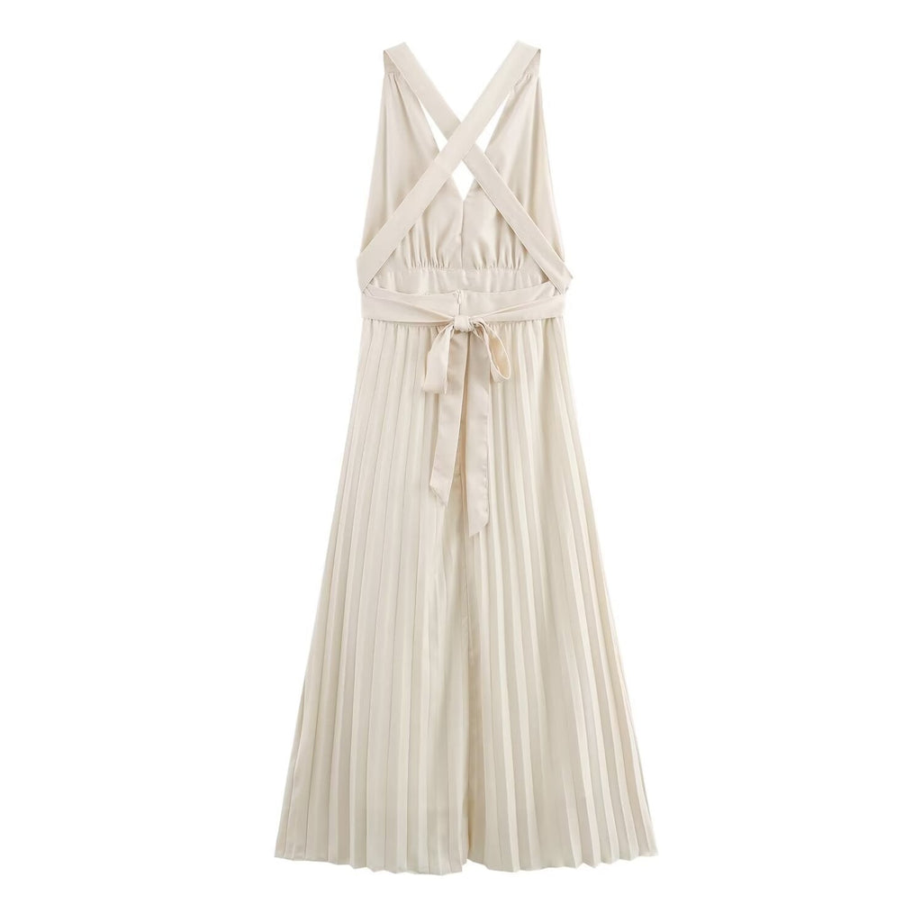 Summer Dress Sexy Back Hollow Out Cutout Cross Strap Design Dress