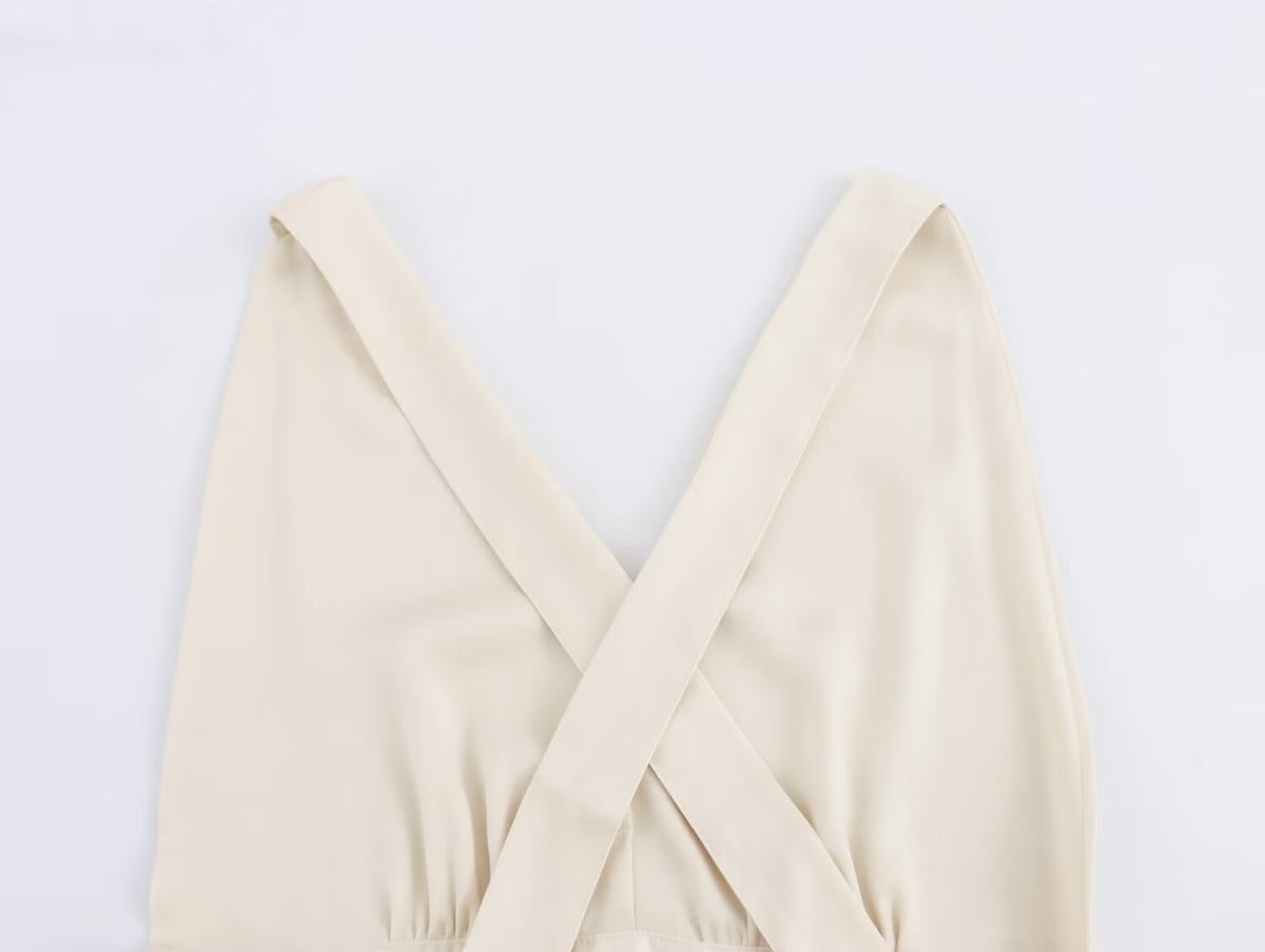 Summer Dress Sexy Back Hollow Out Cutout Cross Strap Design Dress